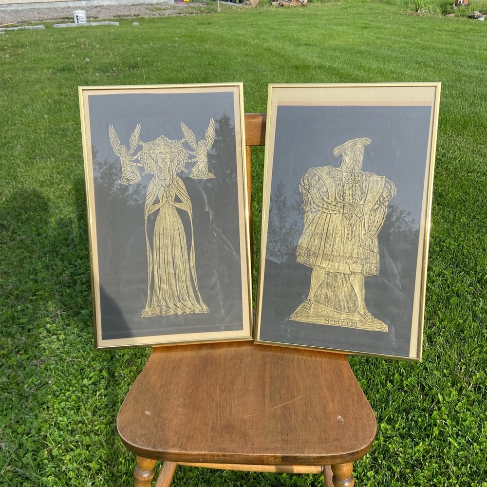 Vintage Brass Rubbing of Henry VIII and Margaret Cheyne